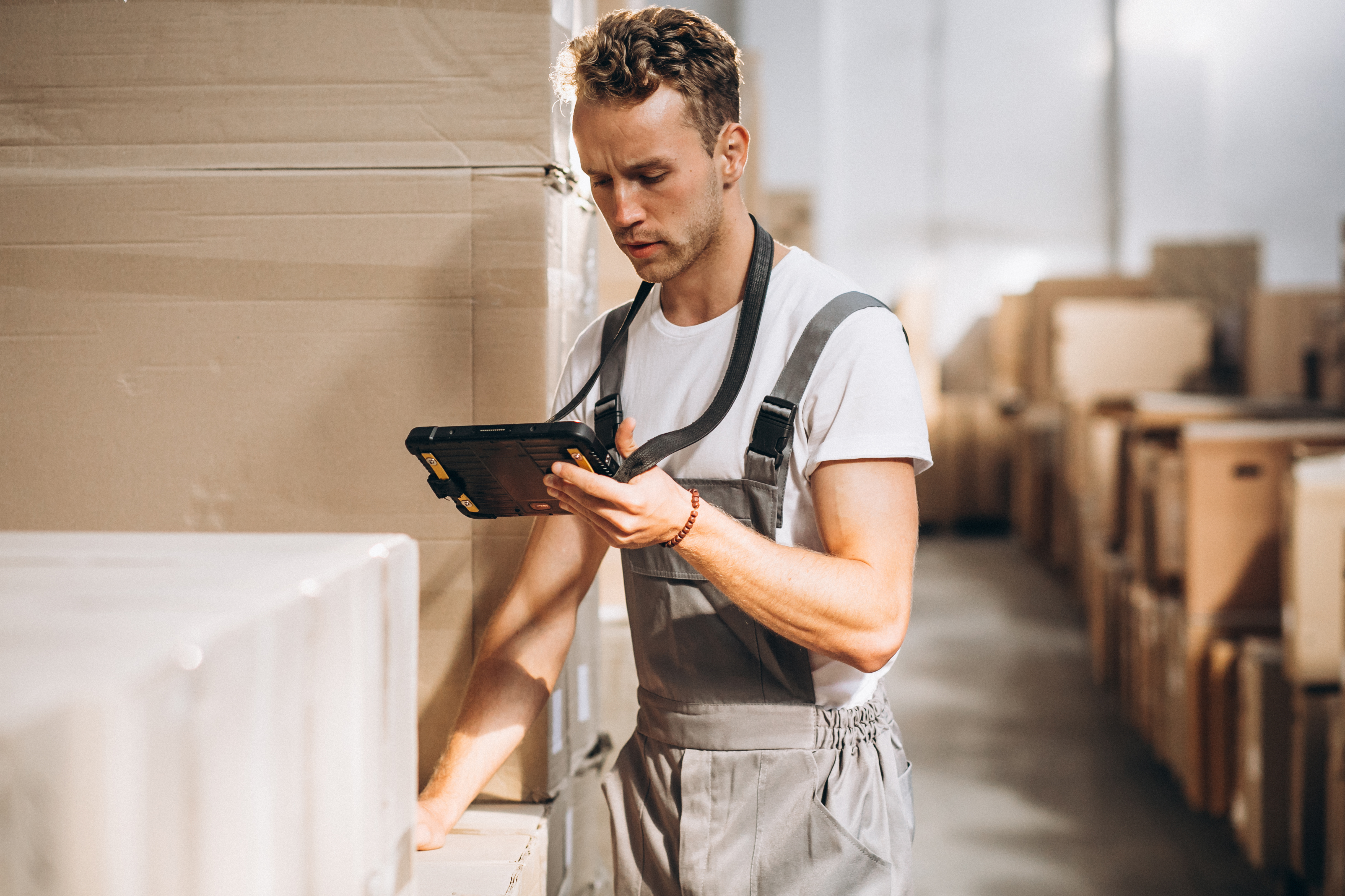 Logistics warehouse with real-time tracking operations